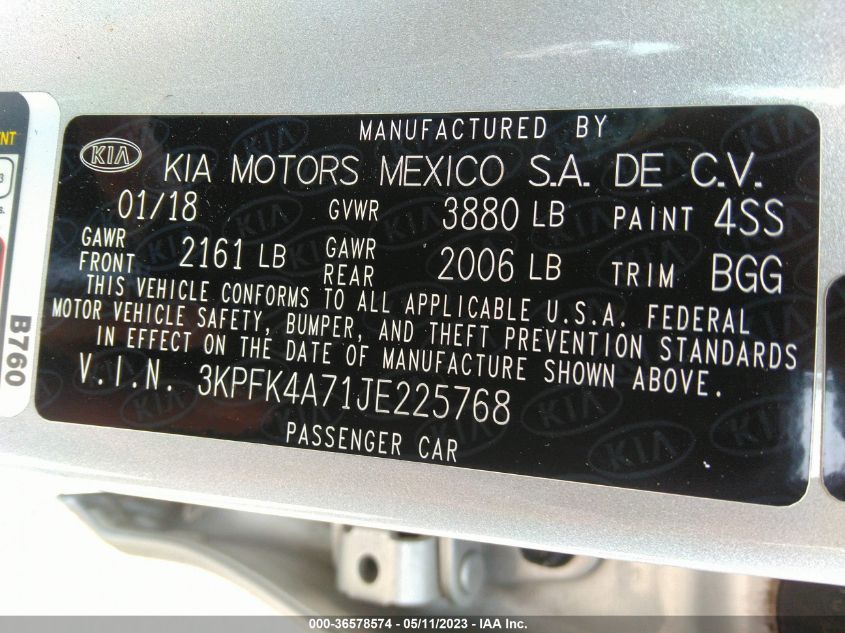 2018 KIA FORTE LX - 3KPFK4A71JE225768