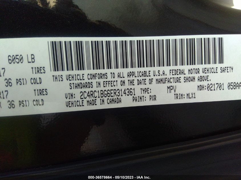 2014 CHRYSLER TOWN & COUNTRY TOURING - 2C4RC1BG6ER314361