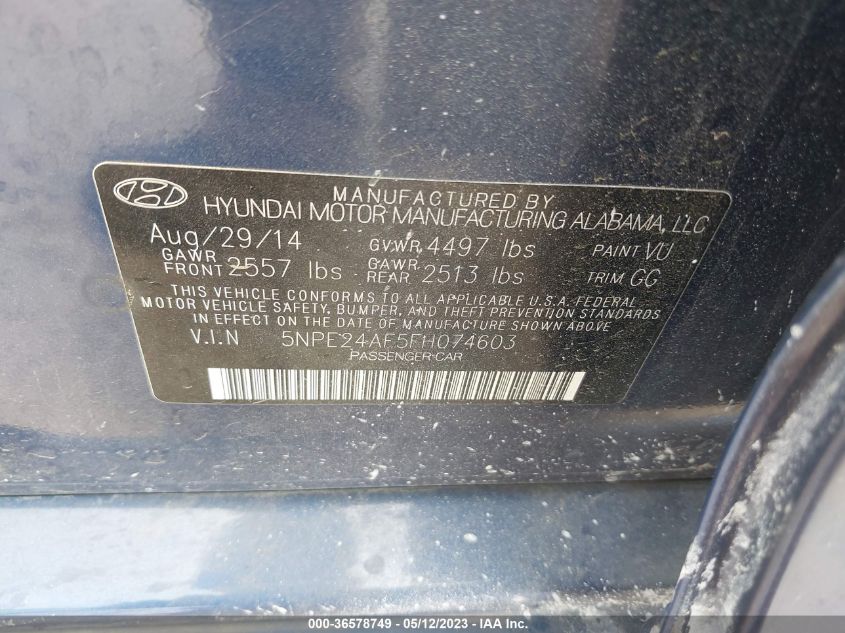 2015 HYUNDAI SONATA 2.4L SE - 5NPE24AF5FH074603