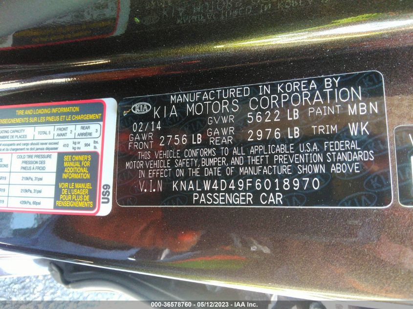 2015 KIA K900 LUXURY - KNALW4D49F6018970