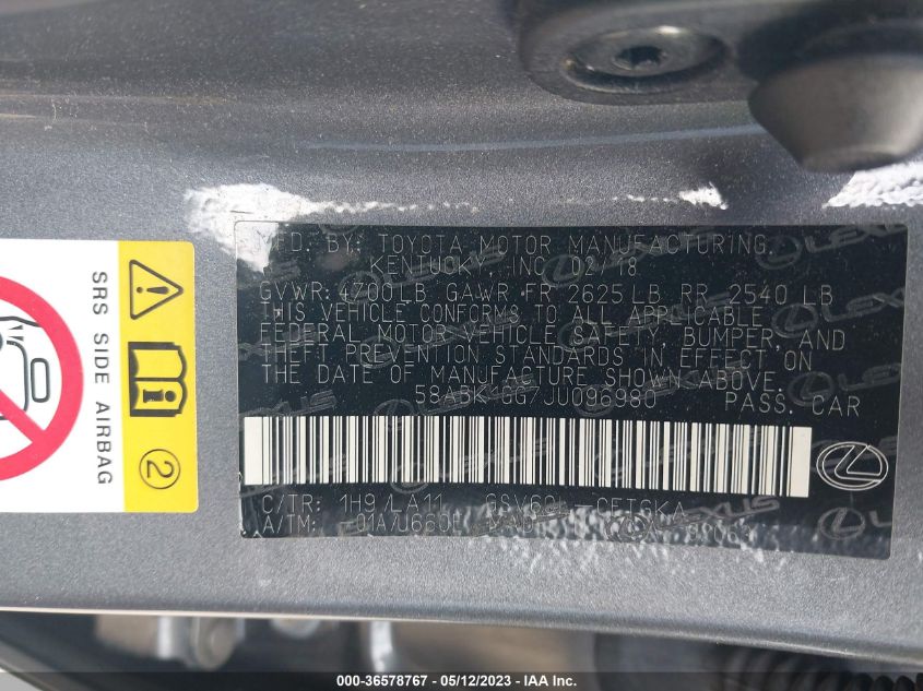2018 LEXUS ES ES 350 - 58ABK1GG7JU096980