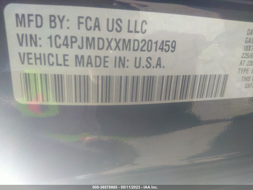 VIN 1C4PJMDXXMD201459 2021 JEEP CHEROKEE LIMITED
