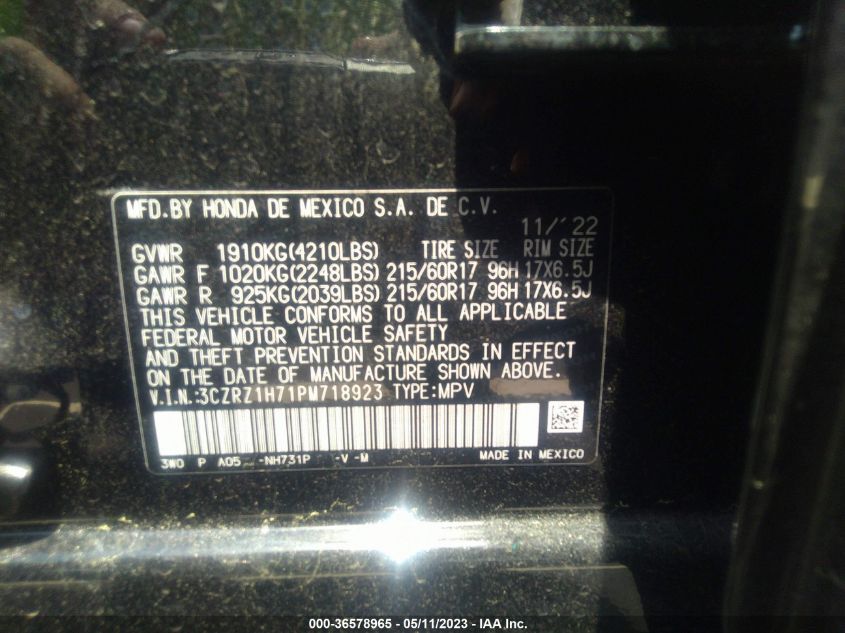 2023 HONDA HR-V EX-L - 3CZRZ1H71PM718923