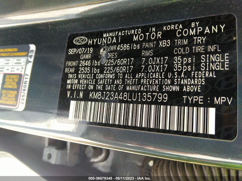 2020 HYUNDAI TUCSON SE - KM8J23A48LU135799