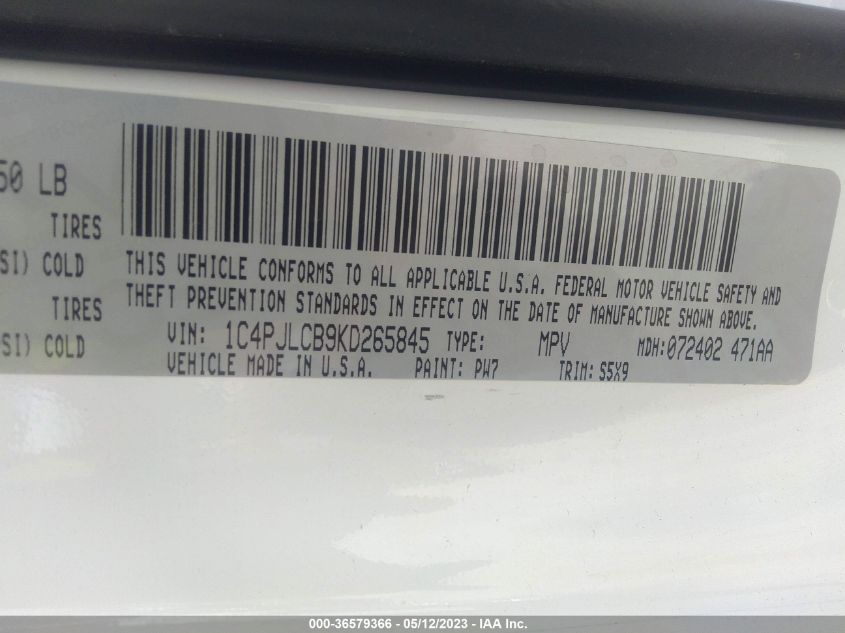 2019 JEEP CHEROKEE LATITUDE - 1C4PJLCB9KD265845