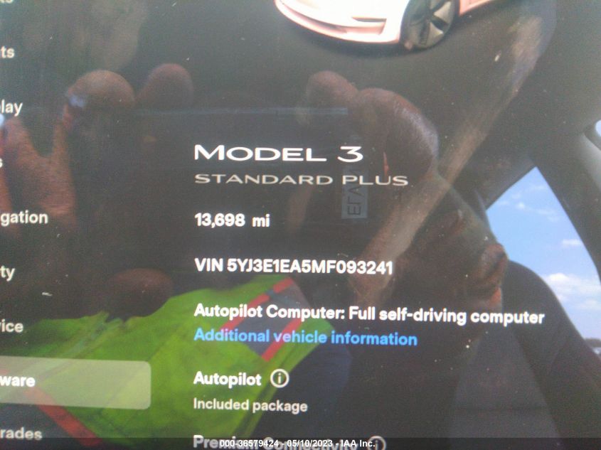 2021 TESLA MODEL 3 STANDARD RANGE PLUS - 5YJ3E1EA5MF093241