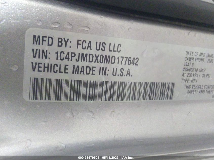 2021 JEEP CHEROKEE LIMITED - 1C4PJMDX0MD177642