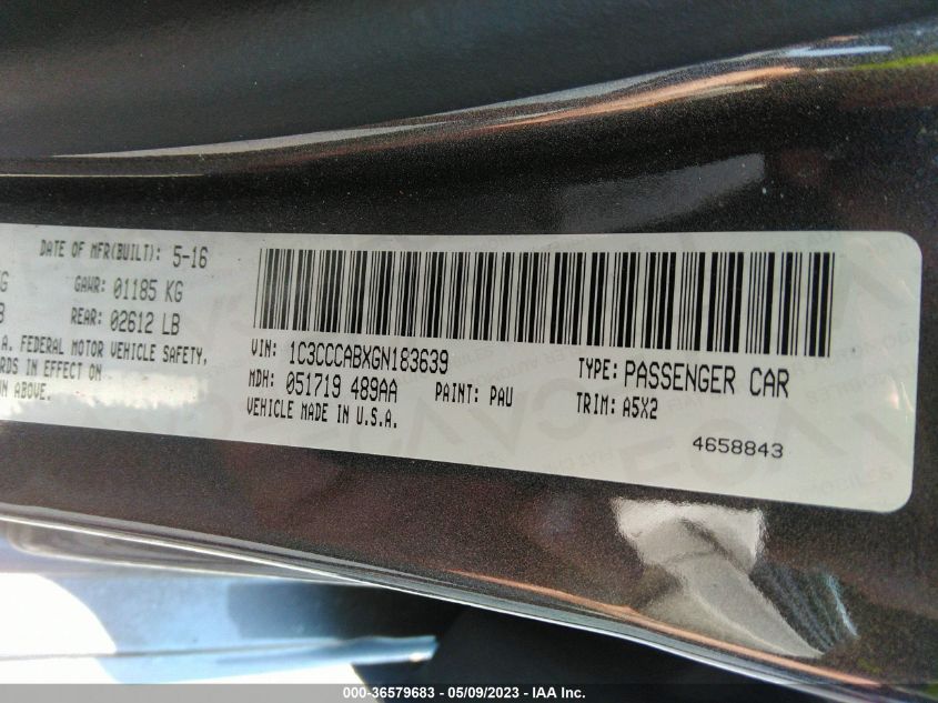 2016 CHRYSLER 200 LIMITED - 1C3CCCABXGN183639