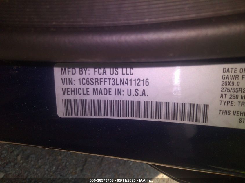 2020 RAM 1500 BIG HORN - 1C6SRFFT3LN411216