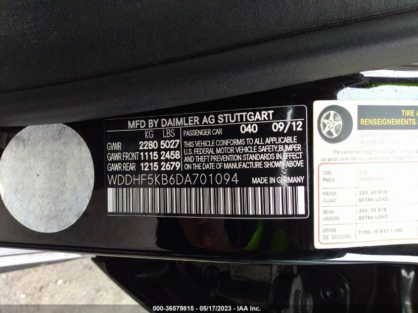 2013 MERCEDES-BENZ E-CLASS E 350 - WDDHF5KB6DA701094