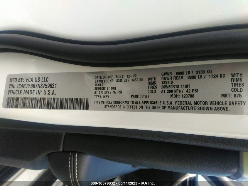 2022 JEEP GRAND CHEROKEE 4XE 1C4RJYB67N8759631