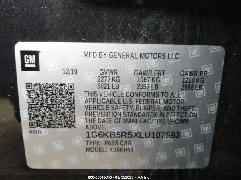 2020 CADILLAC CT6 LUXURY 1G6KB5RSXLU107593
