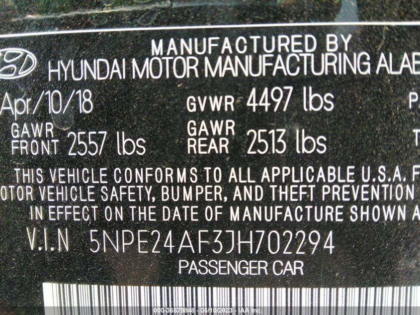 2018 HYUNDAI SONATA SE - 5NPE24AF3JH702294