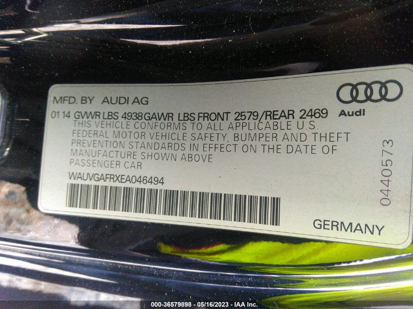2014 AUDI S5 PRESTIGE WAUVGAFRXEA046494