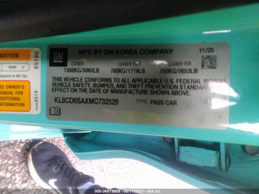 2021 CHEVROLET SPARK 1LT - KL8CD6SAXMC732529
