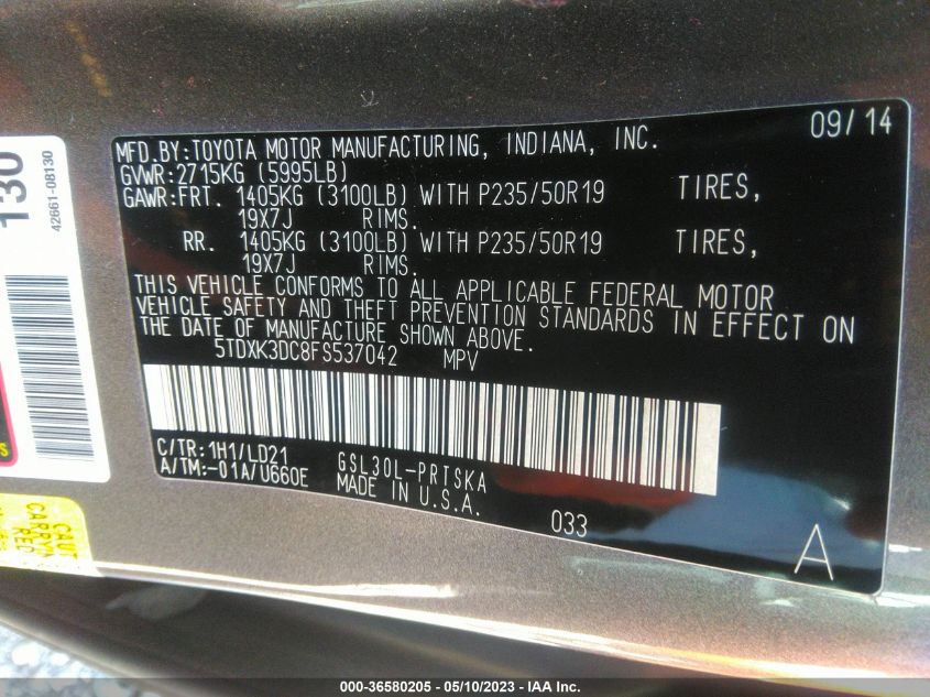 2015 TOYOTA SIENNA SE - 5TDXK3DC8FS537042