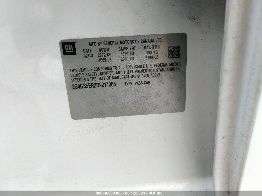 2013 BUICK REGAL PREMIUM 1 - 2G4GS5ER2D9211365
