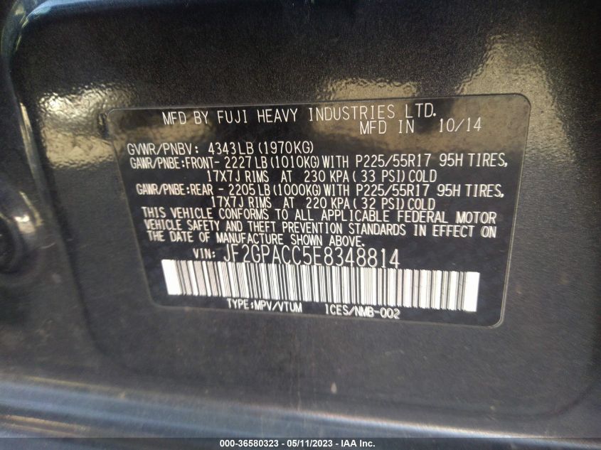 2014 SUBARU XV CROSSTREK PREMIUM - JF2GPACC5E8348814