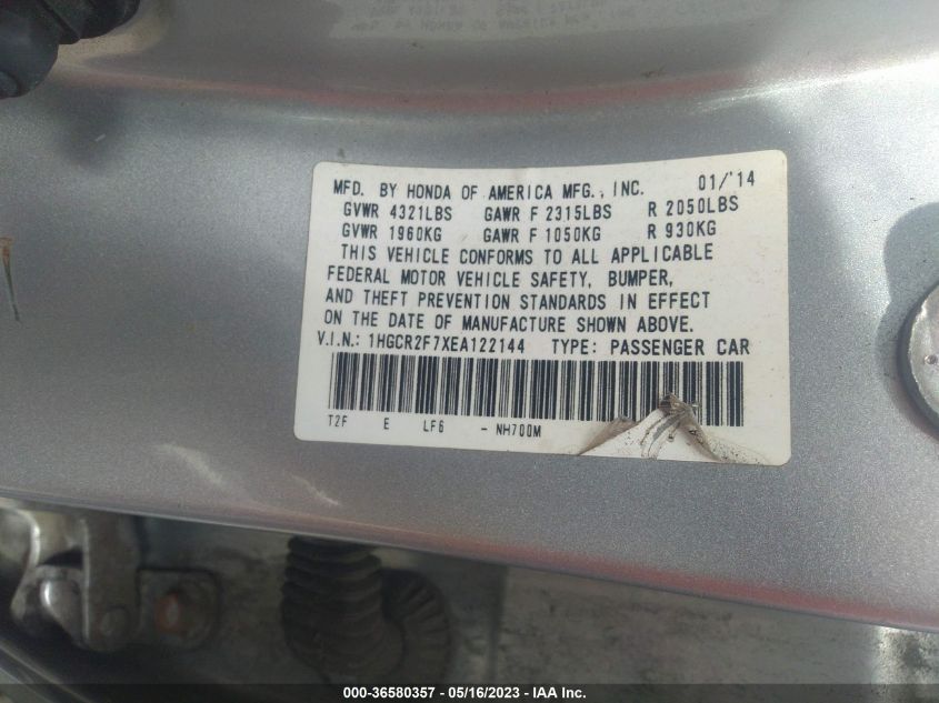 2014 HONDA ACCORD SEDAN EX - 1HGCR2F7XEA122144