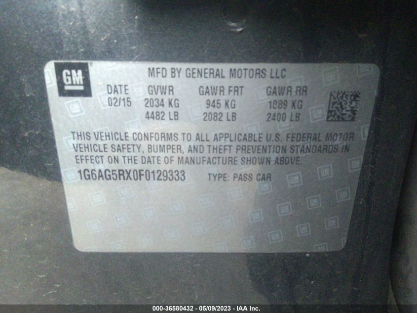 2015 CADILLAC ATS SEDAN STANDARD AWD - 1G6AG5RX0F0129333