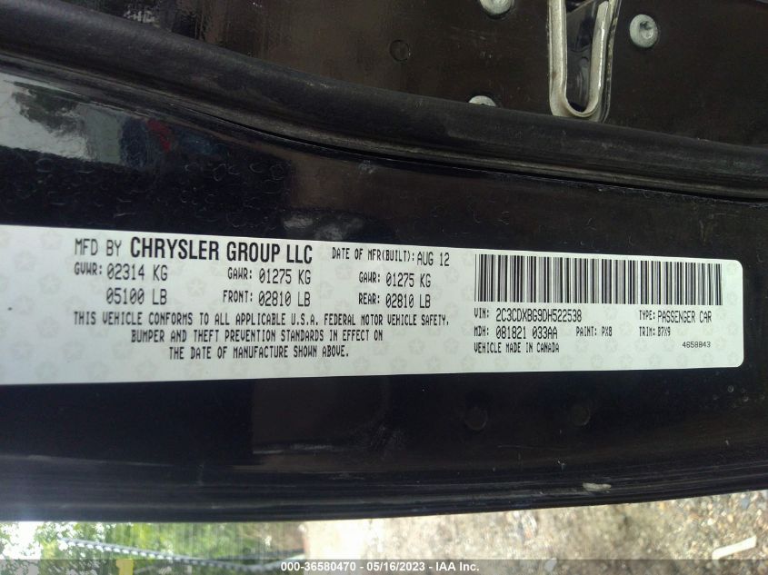 2013 DODGE CHARGER SE - 2C3CDXBG9DH522538