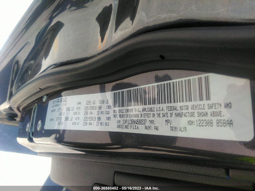2017 JEEP CHEROKEE HIGH ALTITUDE - 1C4PJLDB9HW586537