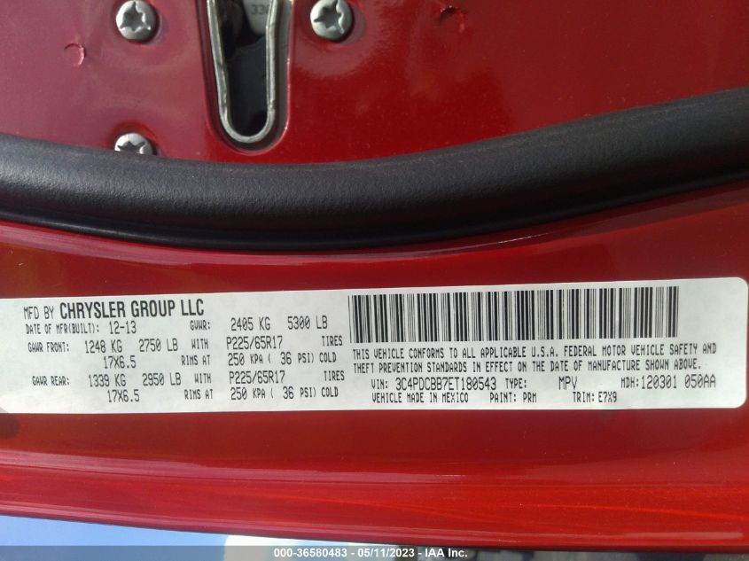 2014 DODGE JOURNEY SXT - 3C4PDCBB7ET180543