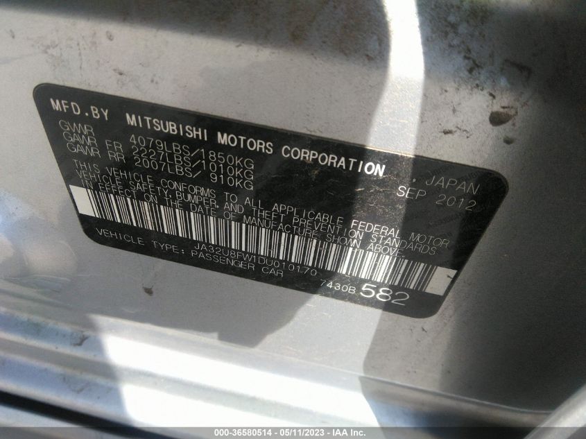 2013 MITSUBISHI LANCER GT - JA32U8FW1DU010170