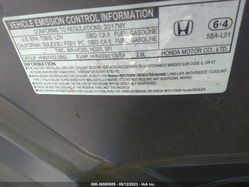 2017 HONDA CIVIC SEDAN LX - 2HGFC2F54HH501479