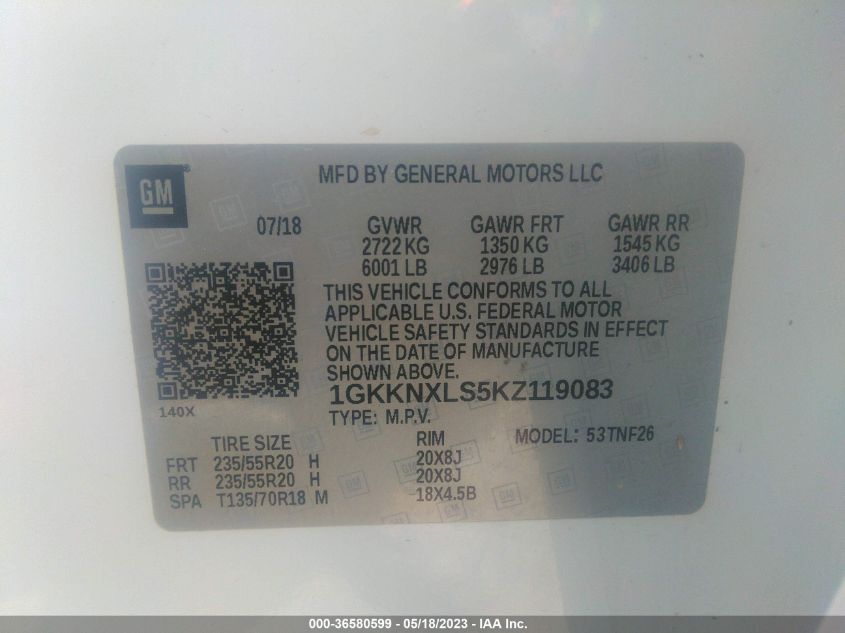 2019 GMC ACADIA DENALI - 1GKKNXLS5KZ119083