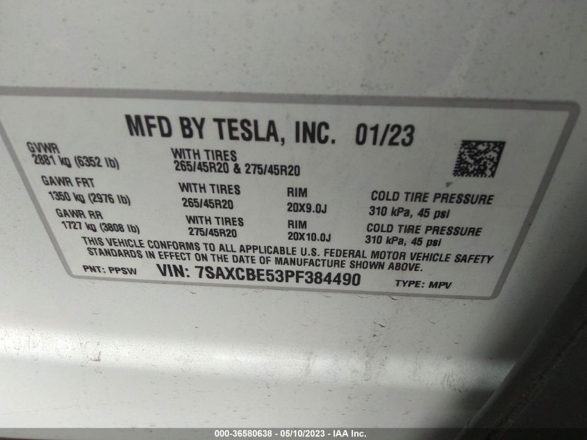 2023 TESLA MODEL X - 7SAXCBE53PF384490