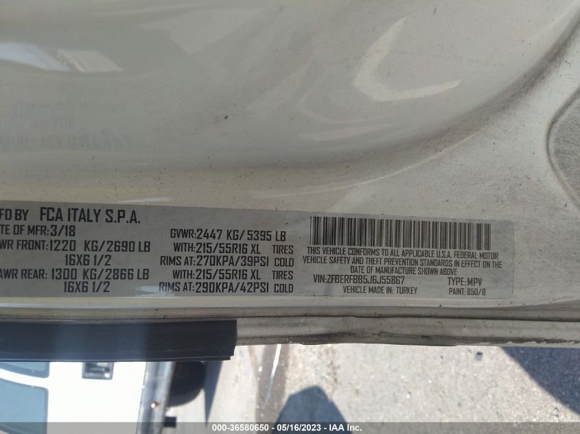 2018 RAM PROMASTER CITY TRADESMAN SLT ZFBERFBB5J6J55867