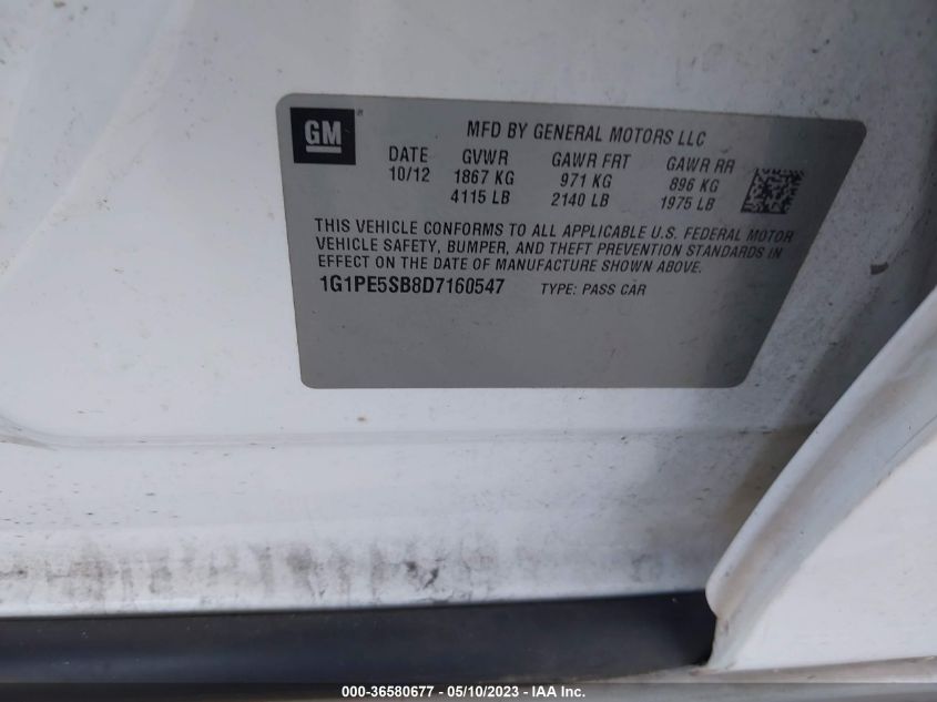 2013 CHEVROLET CRUZE 2LT - 1G1PE5SB8D7160547