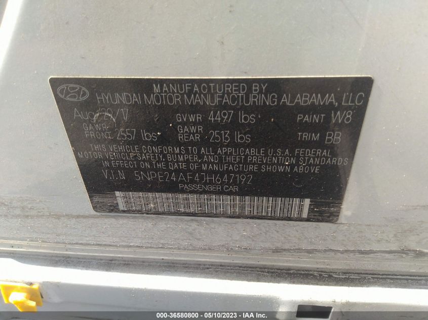 2018 HYUNDAI SONATA SE - 5NPE24AF4JH647192