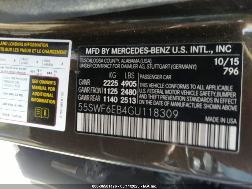2016 MERCEDES-BENZ C-CLASS C 450 AMG - 55SWF6EB4GU118309