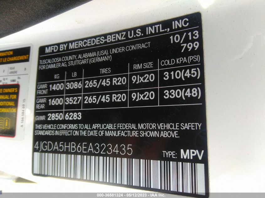 2014 MERCEDES-BENZ M-CLASS ML 350 - 4JGDA5HB6EA323435