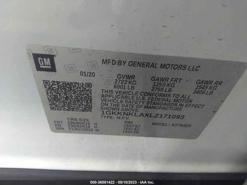 2020 GMC ACADIA SLE - 1GKKNKLAXLZ171093