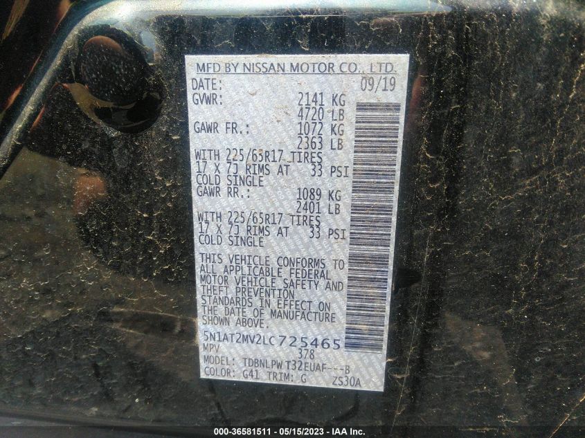 2020 NISSAN ROGUE S - 5N1AT2MV2LC725465