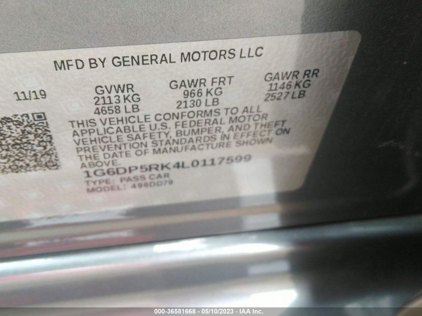 2020 CADILLAC CT5 SPORT - 1G6DP5RK4L0117599