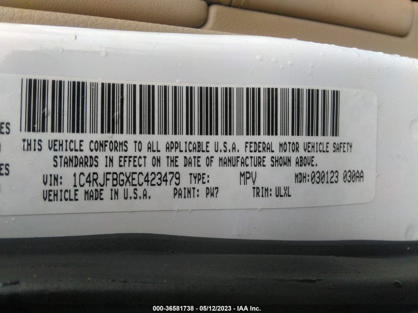 2014 JEEP GRAND CHEROKEE LIMITED - 1C4RJFBGXEC423479