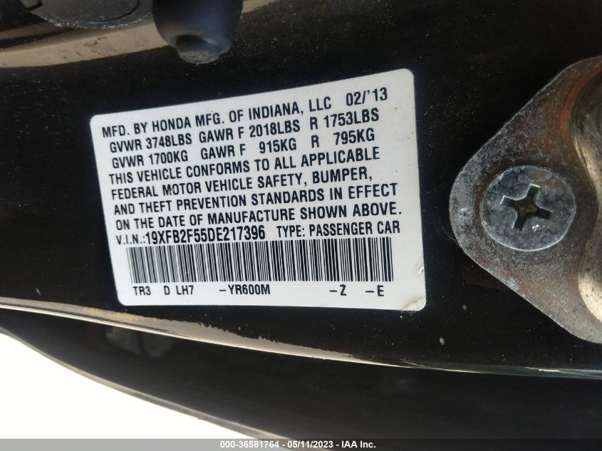 2013 HONDA CIVIC SDN LX - 19XFB2F55DE217396