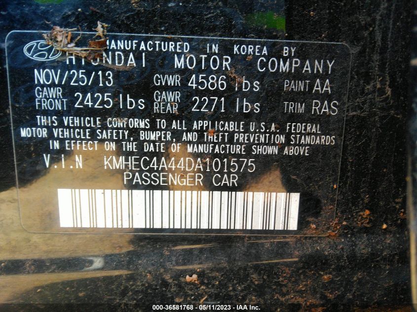 2013 HYUNDAI SONATA HYBRID LIMITED - KMHEC4A44DA101575