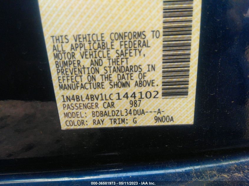 2020 NISSAN ALTIMA 2.5 S - 1N4BL4BV1LC144102