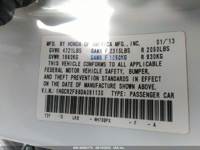 2013 HONDA ACCORD SDN EX-L - 1HGCR2F88DA091130