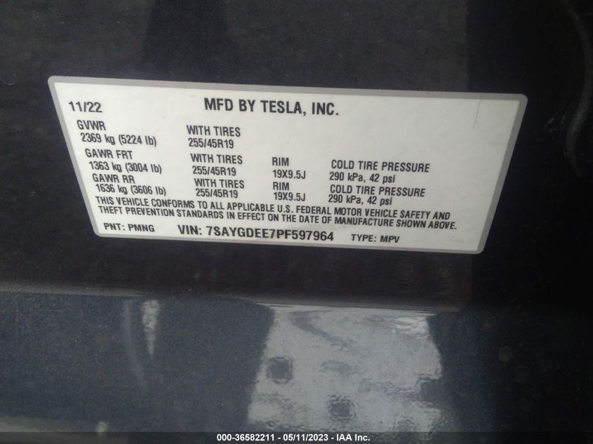 2023 TESLA MODEL Y LONG RANGE - 7SAYGDEE7PF597964