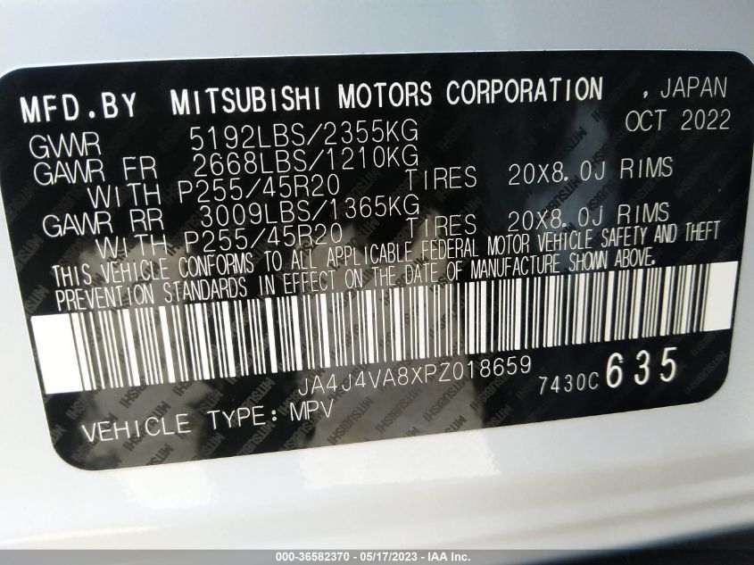 2023 MITSUBISHI OUTLANDER SEL - JA4J4VA8XPZ018659