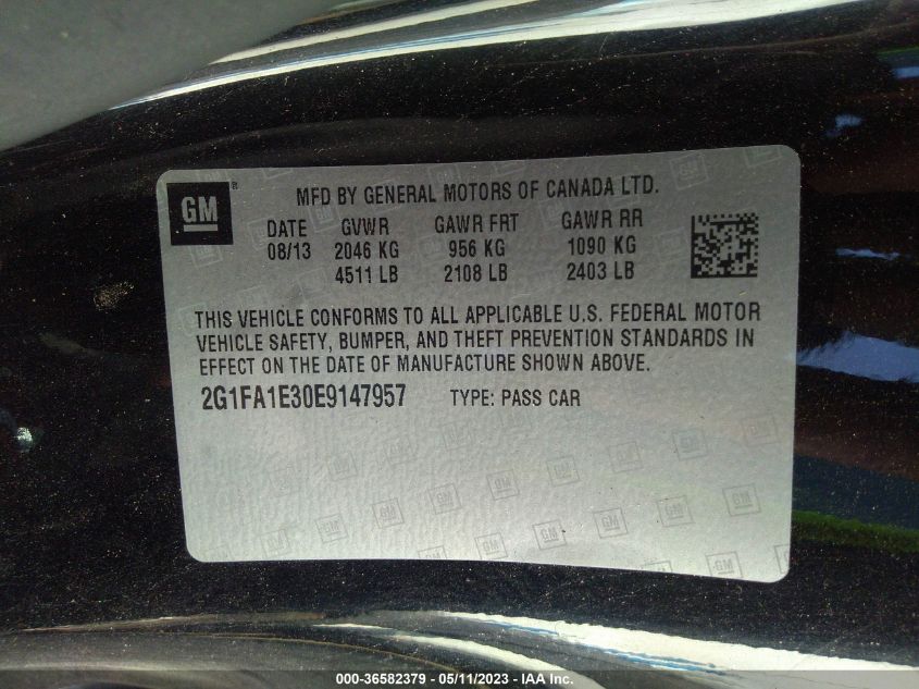 2014 CHEVROLET CAMARO LS - 2G1FA1E30E9147957