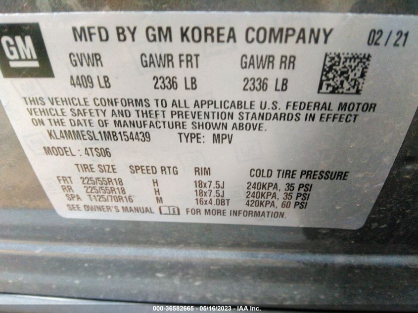 2021 BUICK ENCORE GX SELECT - KL4MMESL1MB154439