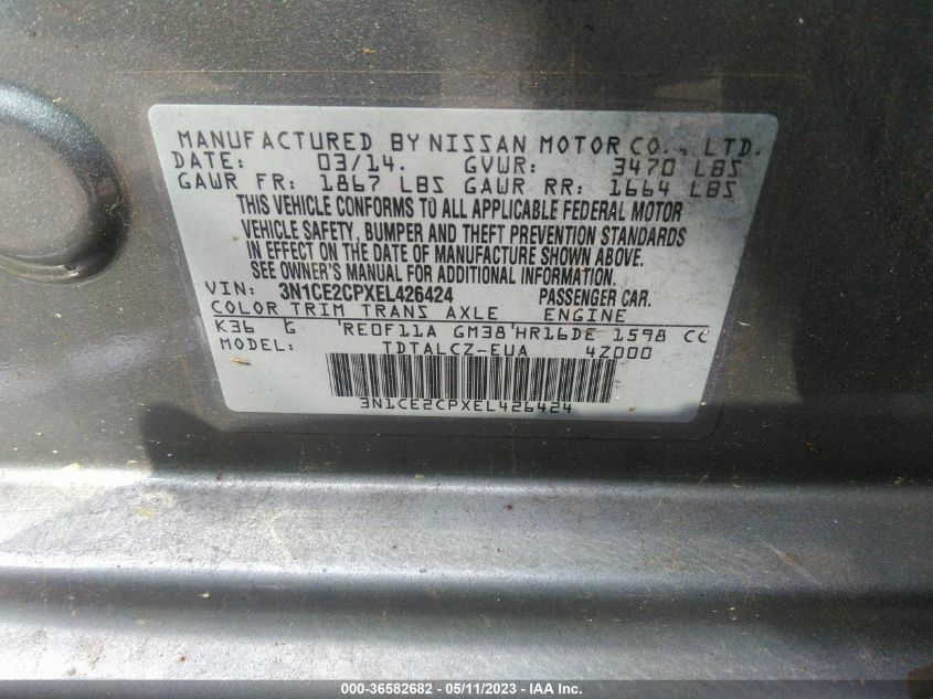 2014 NISSAN VERSA NOTE S PLUS - 3N1CE2CPXEL426424