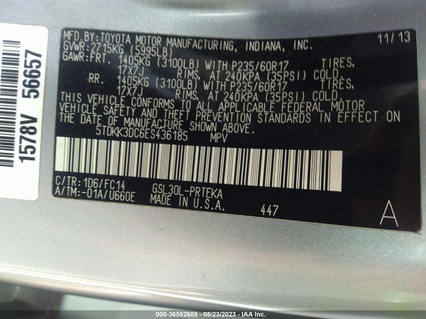 2014 TOYOTA SIENNA LE - 5TDKK3DC6ES436185